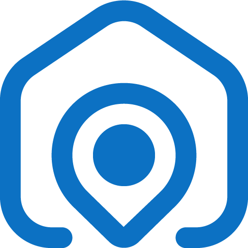 Maison avec un pin de localisation